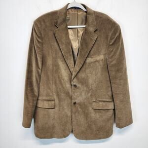Meeting Street Mens Corduroy Blazer Sport Coat Size 46R Tan Professor Academia